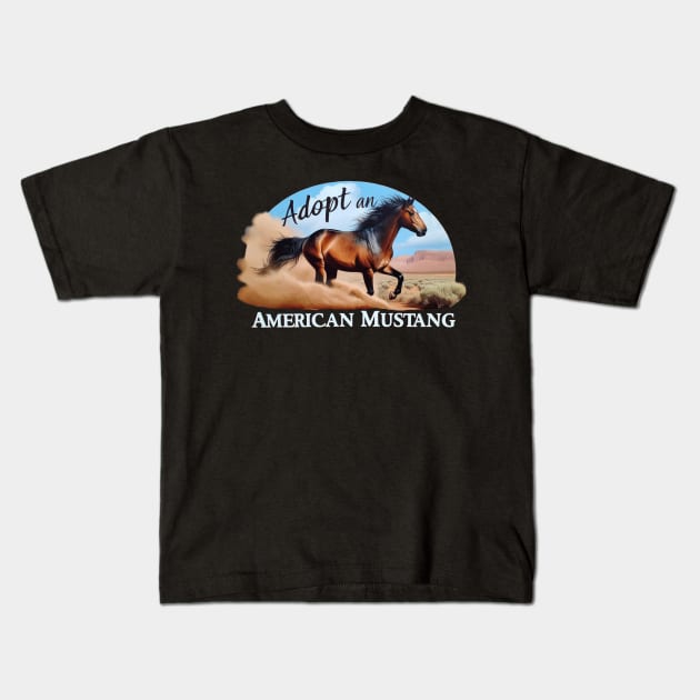 Adopt an American Mustang Kids T-Shirt by ErikaKirkyDesigns